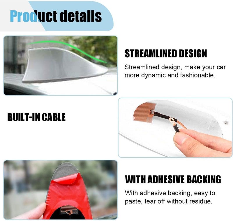 LHDOS Car Shark Fin Antenna Cover, Plastic Automotive Signal Roof Aerial Cover with Adhesive Tape, Universal Roof Mount Antenna Replacement Vehicle Decorative Cover for Car Truck SUV (Silver) - Image 3